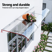 Instahut Window Door Awning 0.4mx3m Transparent AWN-04X3-CLR
