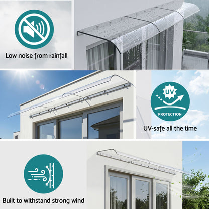 Instahut Window Door Awning 0.4mx3m Transparent AWN-04X3-CLR
