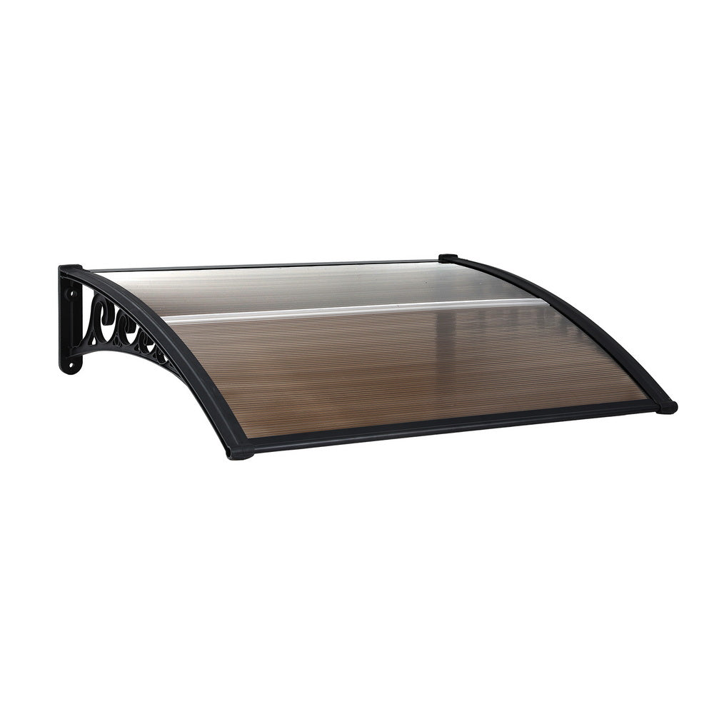 Instahut Window Door Awning 0.8mx1m Brown AWN-08X1-BR