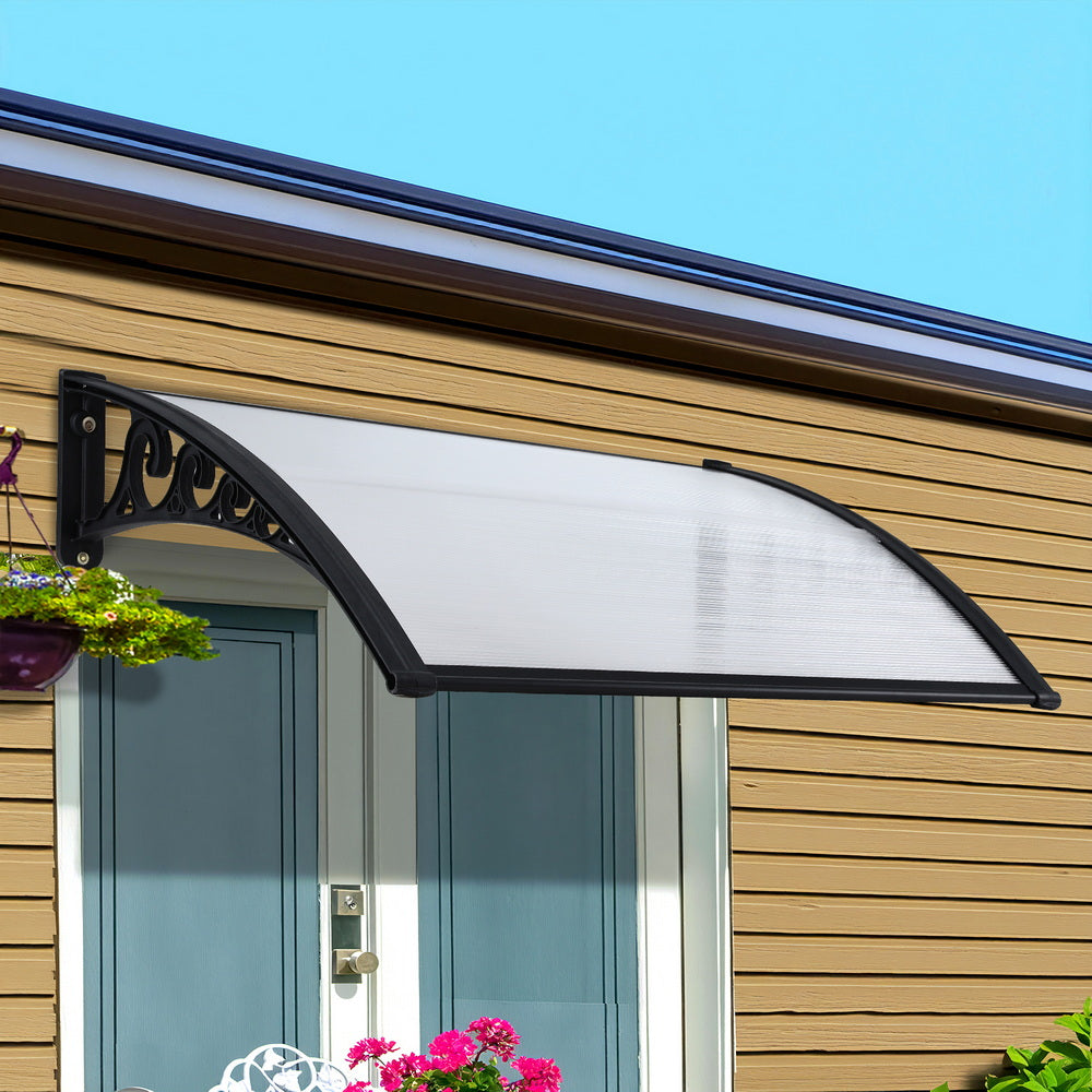 Instahut Window Door Awning 0.8mx1m Transparent AWN-08X1-CLR