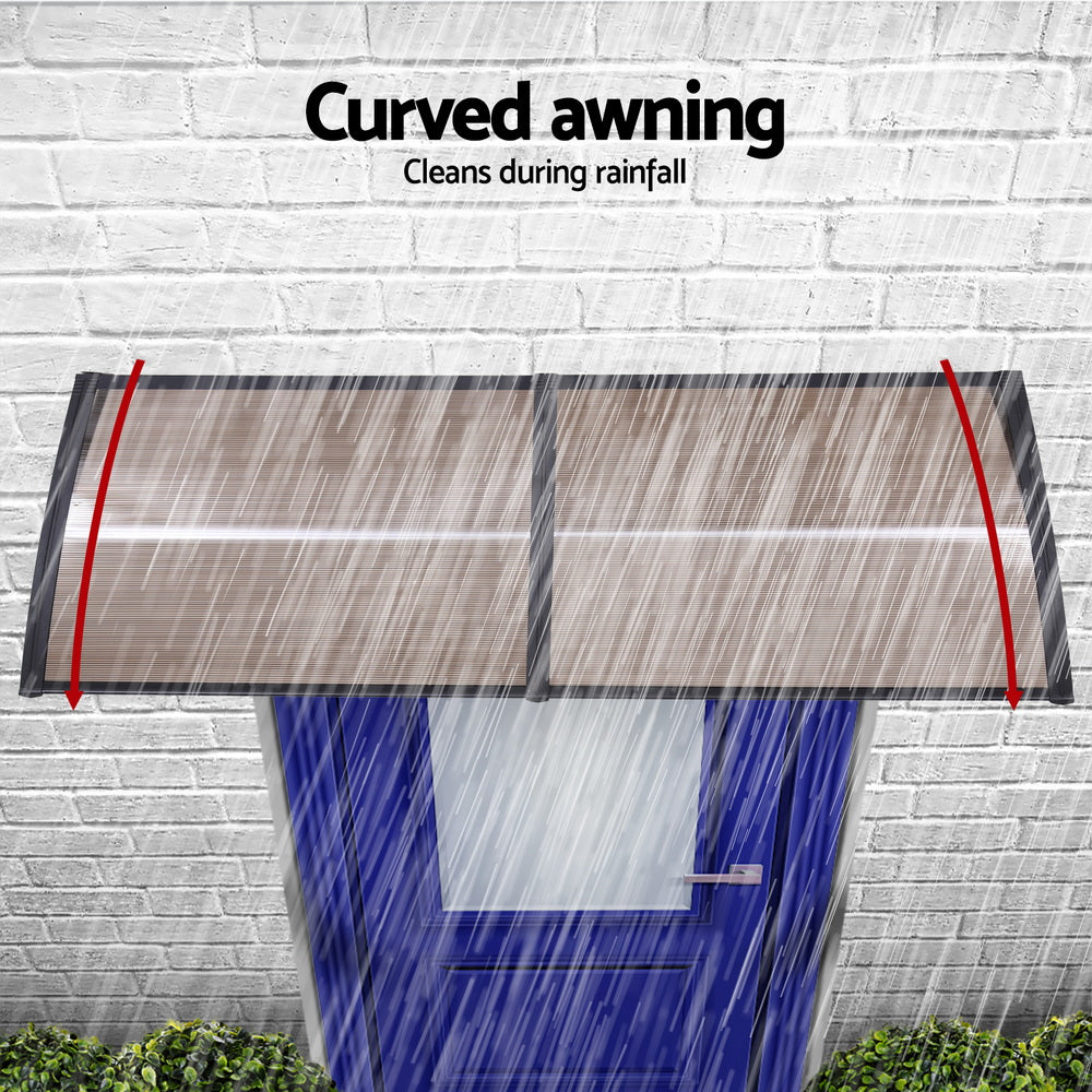 Instahut Window Door Awning 0.8mx2m Brown AWN-08X2-BR