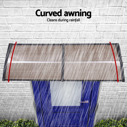 Instahut Window Door Awning 0.8mx2m Brown AWN-08X2-BR