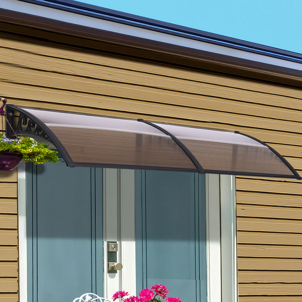 Instahut Window Door Awning 0.8mx2m Brown AWN-08X2-BR