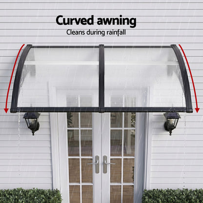 Instahut Window Door Awning 0.8mx2m Transparent AWN-08X2-CLR