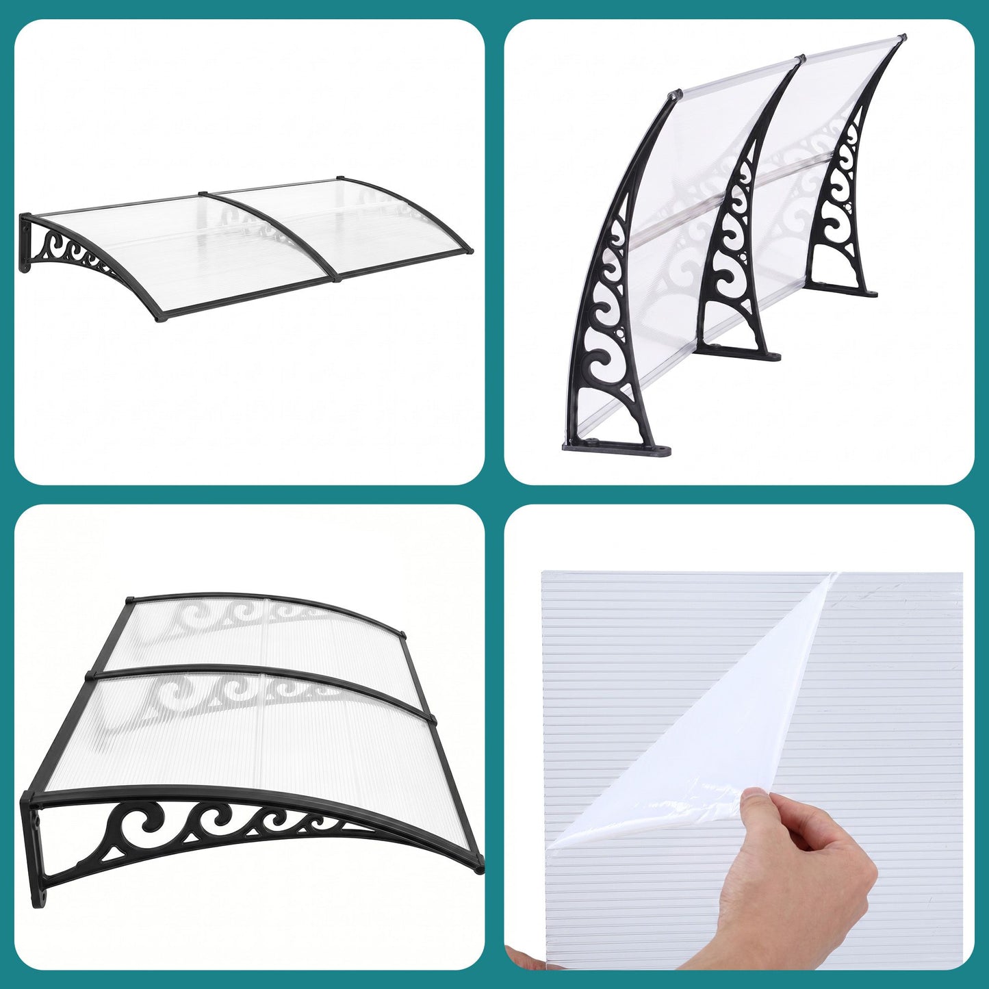 Instahut Window Door Awning 0.8mx2m Transparent AWN-08X2-CLR