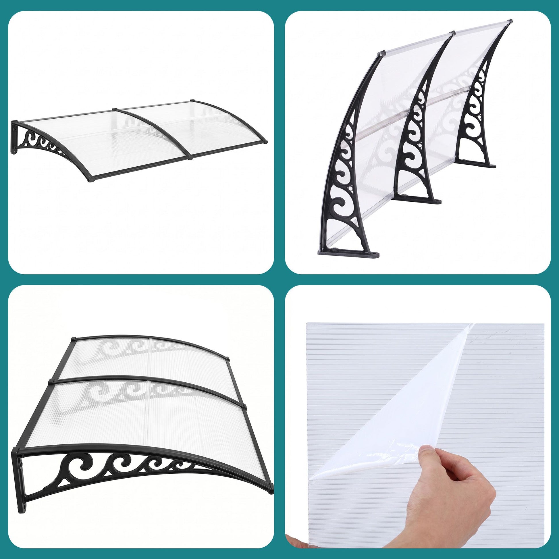 Instahut Window Door Awning 0.8mx2m Transparent AWN-08X2-CLR
