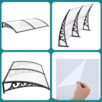 Instahut Window Door Awning 0.8mx2m Transparent AWN-08X2-CLR