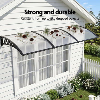 Instahut Window Door Awning 0.8mx3m Transparent AWN-08X3-CLR