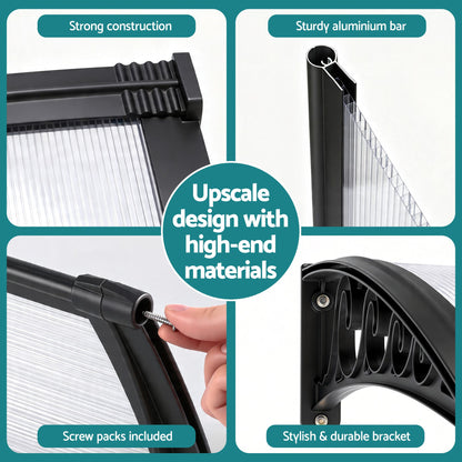 Instahut Window Door Awning 0.8mx3m Transparent AWN-08X3-CLR