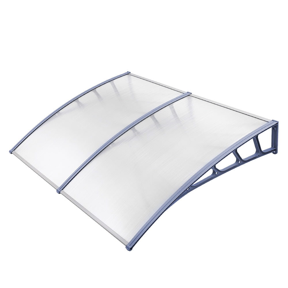 Instahut Window Door Awning Canopy 1.5mx2m Transparent Sheet Grey Plastic Frame AWN-15X2-CLR