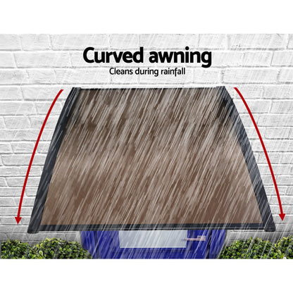Instahut Window Door Awning Canopy 1.5mx3m Brown Sheet Black Plastic Frame AWN-15X3-BR