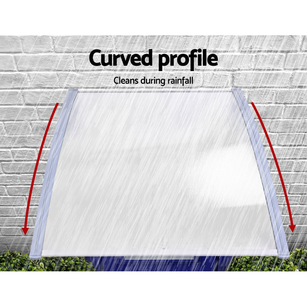 Instahut Window Door Awning Canopy 1.5mx3m Transparent Sheet Grey Plastic Frame AWN-15X3-CLR