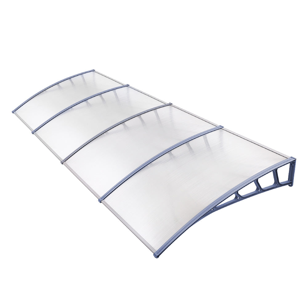 Instahut Window Door Awning Canopy 1.5mx4m Transparent Sheet Grey Plastic Frame AWN-15X4-CLR