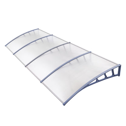 Instahut Window Door Awning Canopy 1.5mx4m Transparent Sheet Grey Plastic Frame AWN-15X4-CLR
