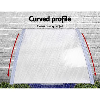 Instahut Window Door Awning Canopy 1.5mx4m Transparent Sheet Grey Plastic Frame AWN-15X4-CLR