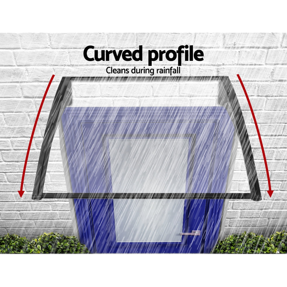 Instahut Window Door Awning Canopy 1mx3m Transparent Solid Sheet Plastic Frame AWN-1X3-SLD-CLR