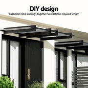 Instahut Window Door Awning Canopy 1mx1m Flat Transparent Sheet Metal Frame AWN-B-1X1-FLAT-SLD-CLR