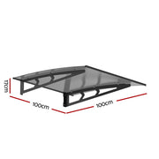 Instahut Window Door Awning Canopy 1mx1m Grey Solid Sheet Metal Frame AWN-B-1X1-SLD-METAL-GR
