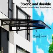 Instahut Window Door Awning Canopy 1mx1m Grey Solid Sheet Metal Frame AWN-B-1X1-SLD-METAL-GR