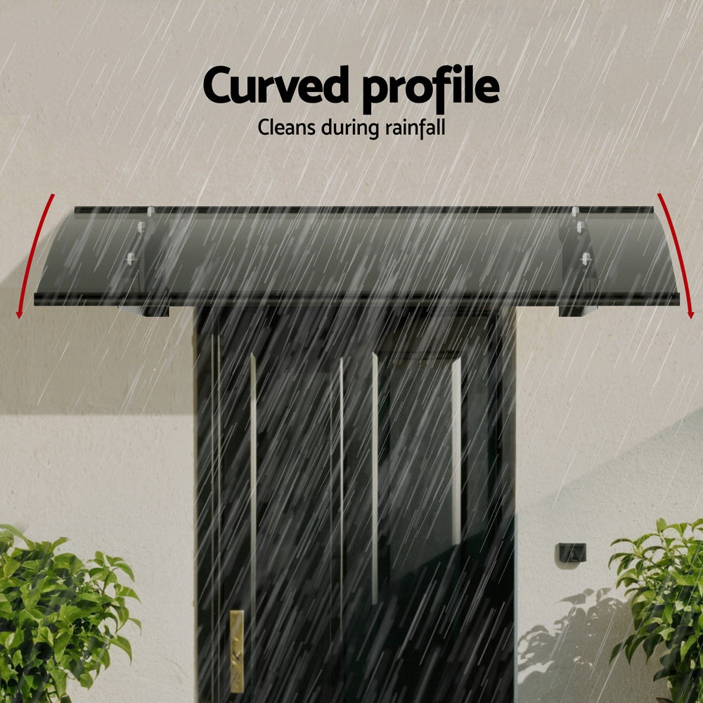 Instahut Window Door Awning Canopy 1mx1m Grey Solid Sheet Metal Frame AWN-B-1X1-SLD-METAL-GR