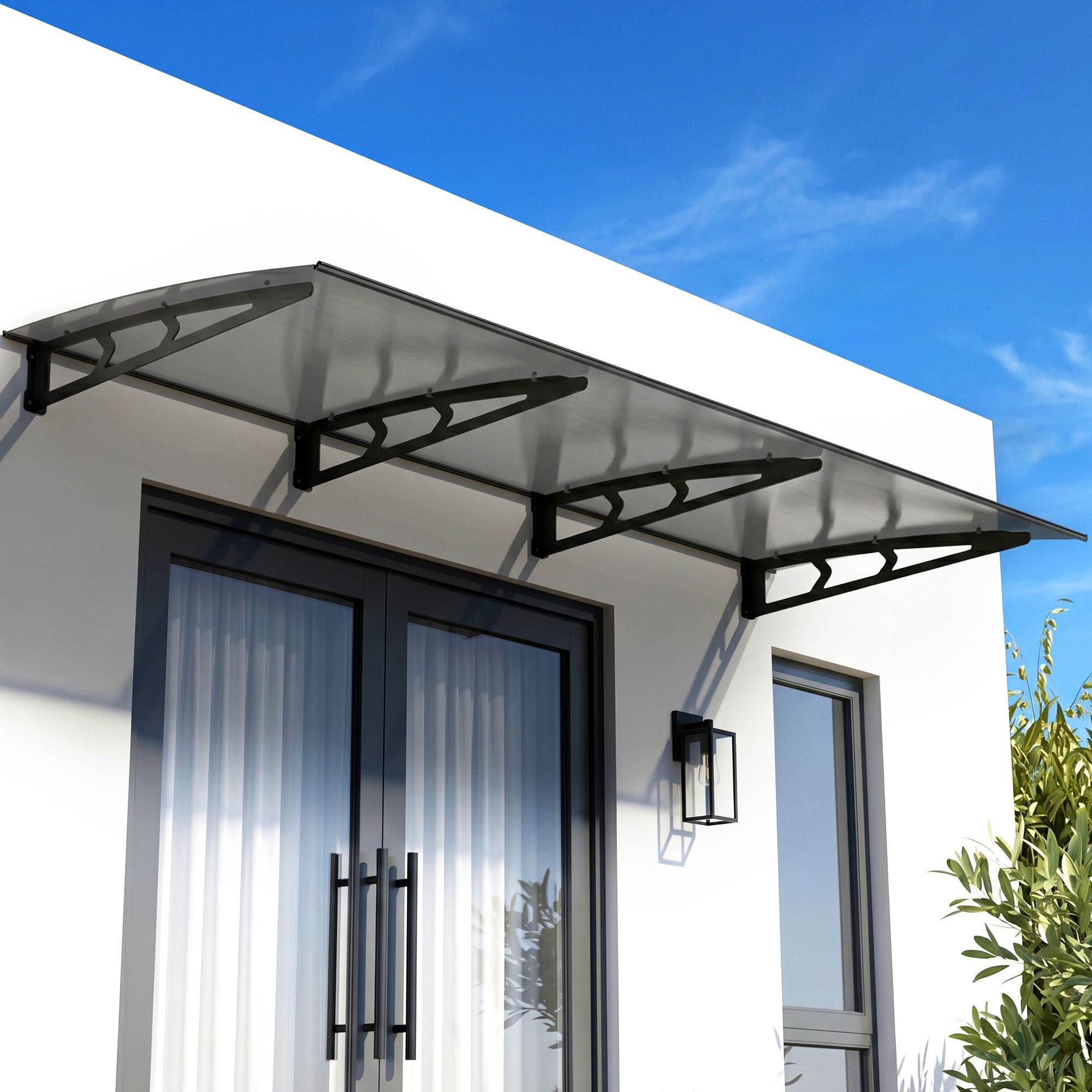 Instahut Window Door Awning Canopy 1m x 3m Grey Solid Sheet Metal Frame AWN-B-1X3-SLD-METAL-GR