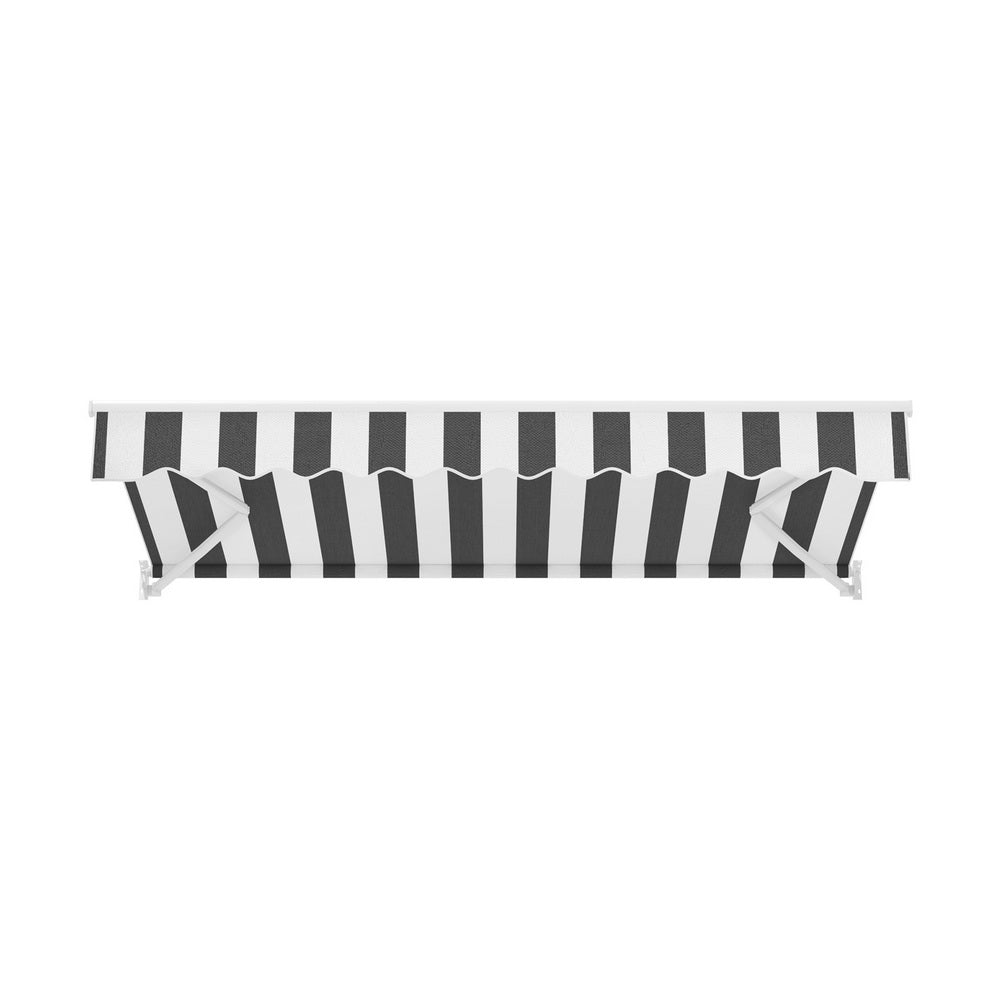 Instahut Retractable Folding Arm Awning Manual Sunshade 2.5Mx2M Grey White AWN-B-ARM-25X20-GRWH
