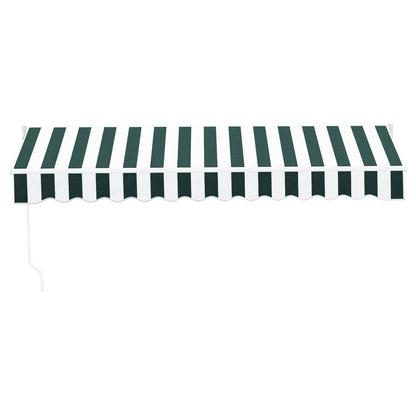 Instahut Retractable Folding Arm Awning Manual Sunshade 3Mx2.5M Green White AWN-B-ARM-30X25-GNWH