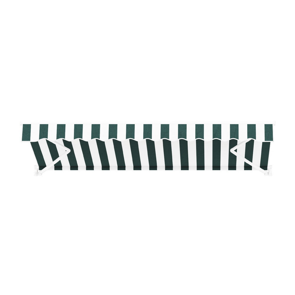 Instahut Retractable Folding Arm Awning Manual Sunshade 3Mx2.5M Green White AWN-B-ARM-30X25-GNWH
