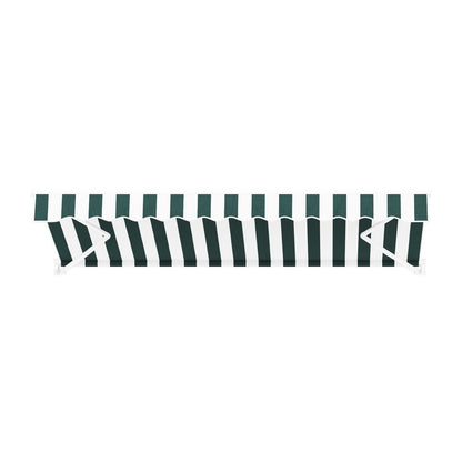 Instahut Retractable Folding Arm Awning Manual Sunshade 3Mx2.5M Green White AWN-B-ARM-30X25-GNWH