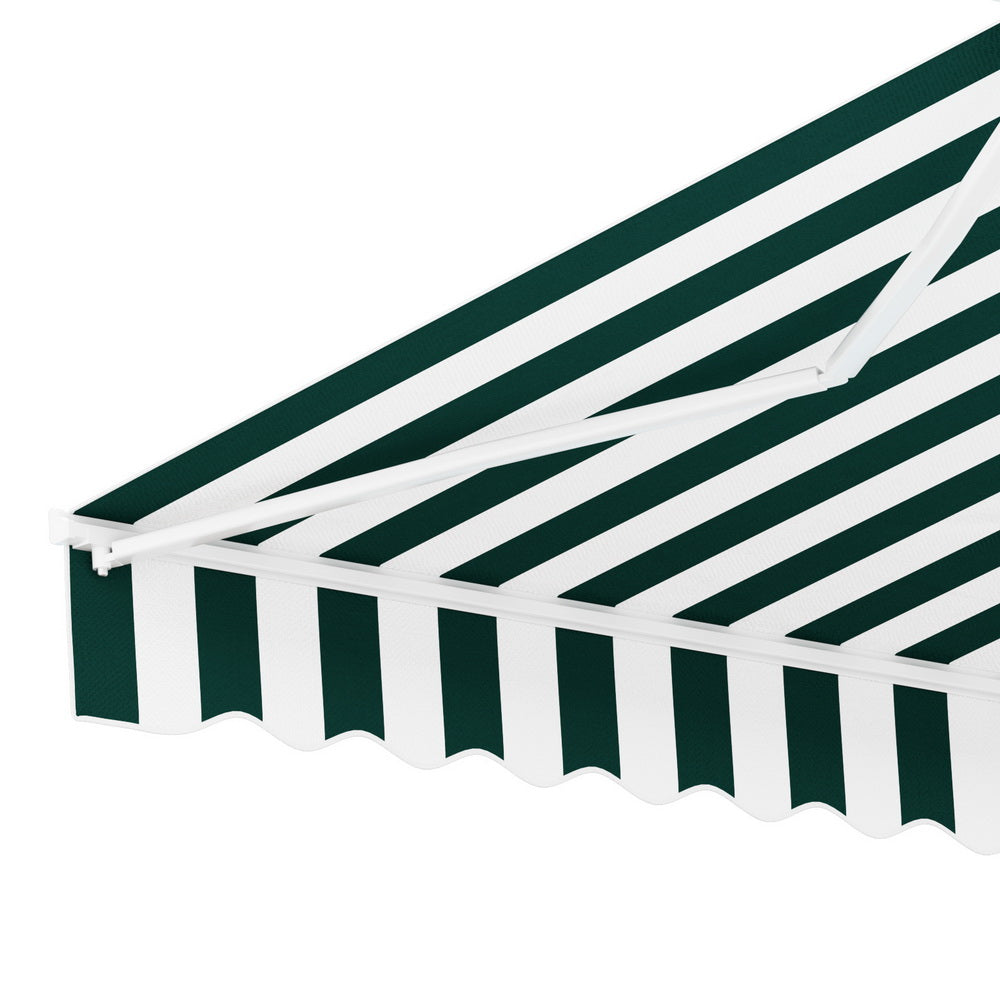 Instahut Retractable Folding Arm Awning Manual Sunshade 3Mx2.5M Green White AWN-B-ARM-30X25-GNWH