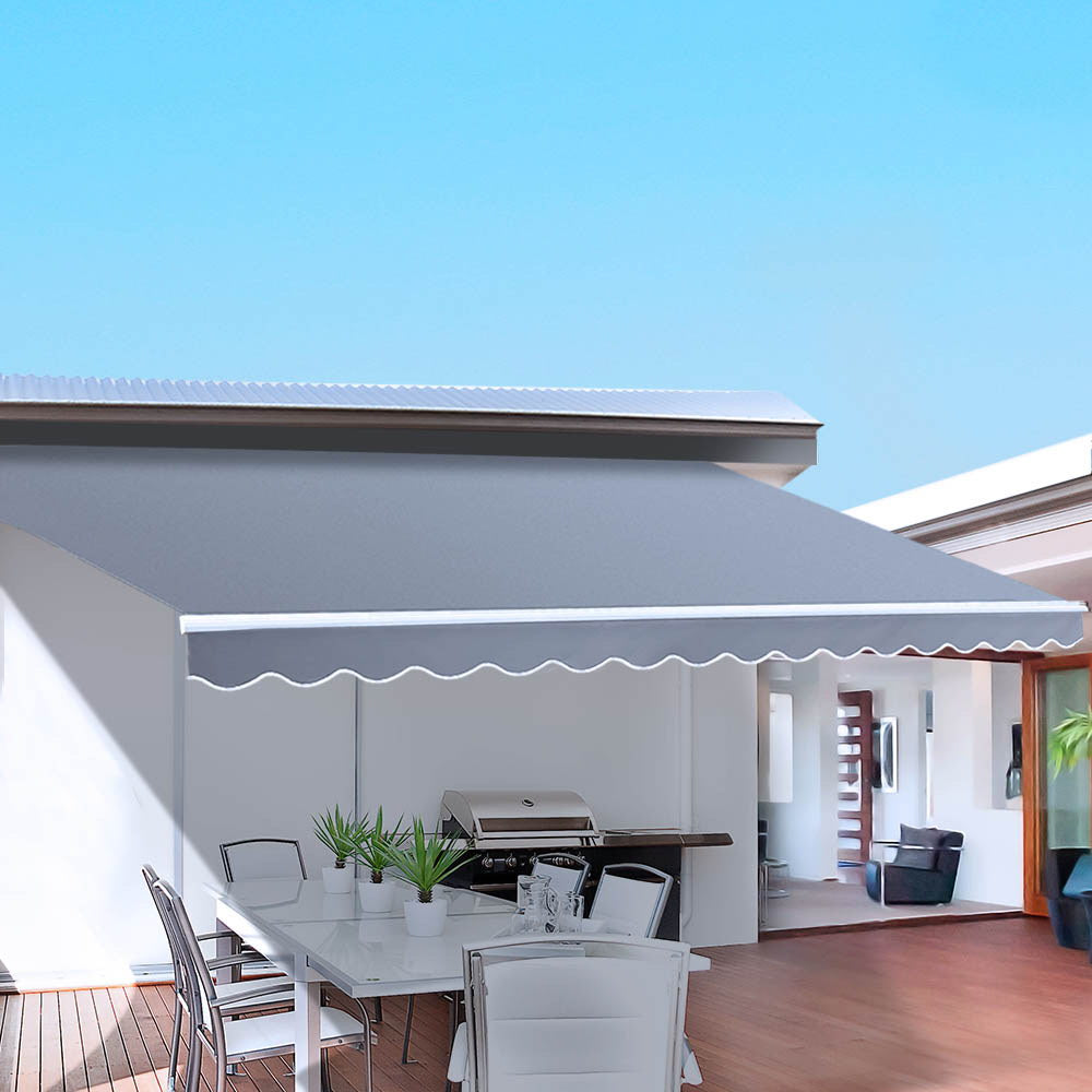 Instahut Retractable Folding Arm Awning Manual Sunshade 3Mx2.5M Pearl Grey AWN-B-ARM-30X25-PEGR