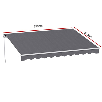 Instahut Retractable Folding Arm Awning Manual Sunshade 3.5M X 3M Grey AWN-B-ARM-35X30-GREY