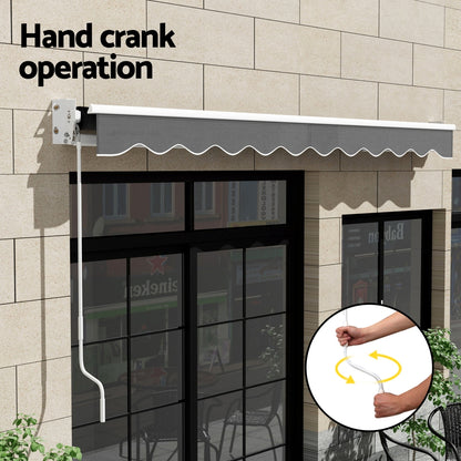 Instahut Retractable Folding Arm Awning Manual Sunshade 4Mx2.5M Grey AWN-B-ARM-40X25-GREY
