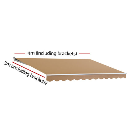 Instahut Retractable Folding Arm Awning Manual Sunshade 4Mx3M Beige AWN-B-ARM-40X30-BEIGE
