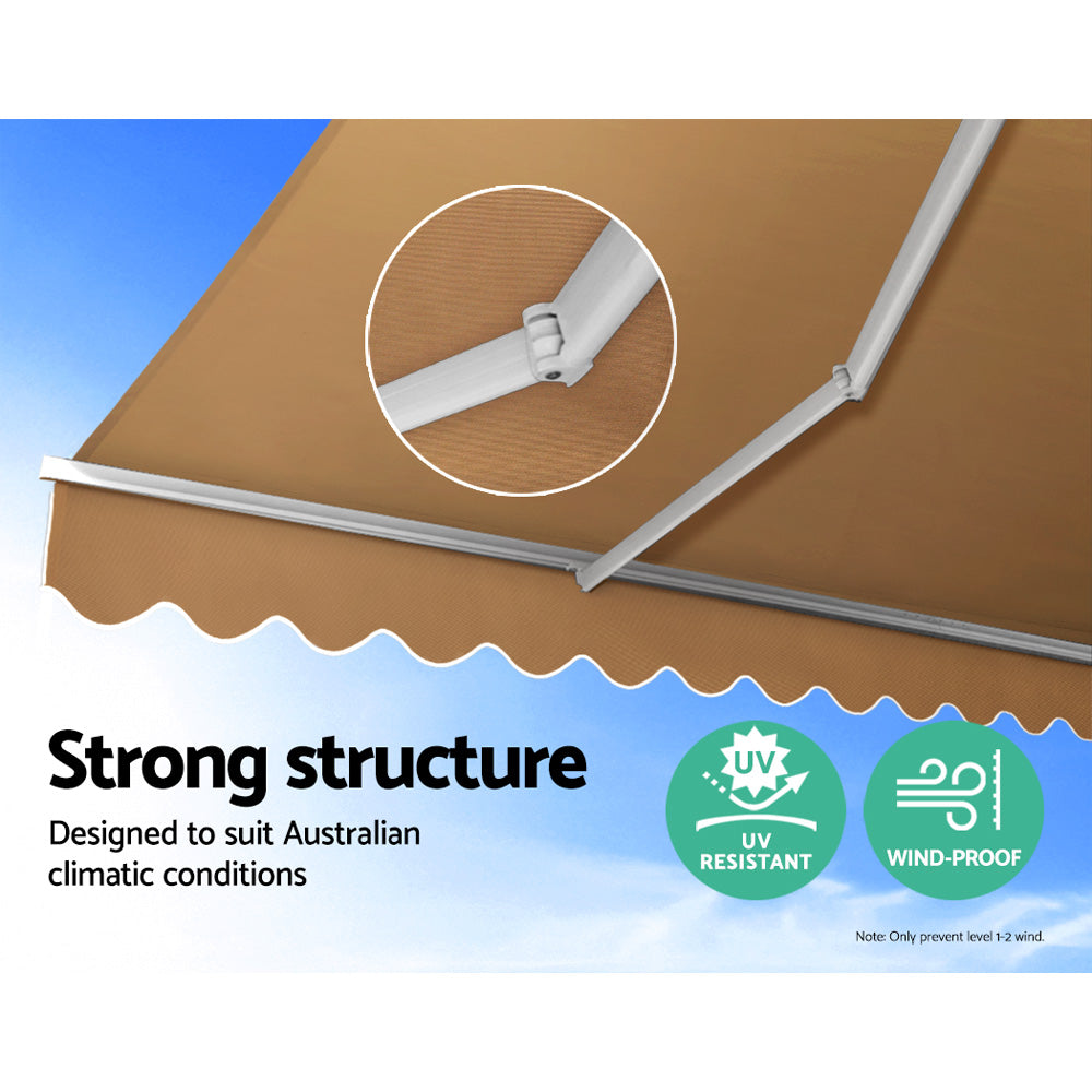 Instahut Retractable Folding Arm Awning Manual Sunshade 4Mx3M Beige AWN-B-ARM-40X30-BEIGE