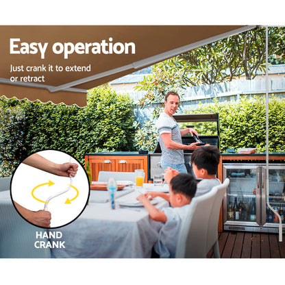 Instahut Retractable Folding Arm Awning Manual Sunshade 4Mx3M Beige AWN-B-ARM-40X30-BEIGE