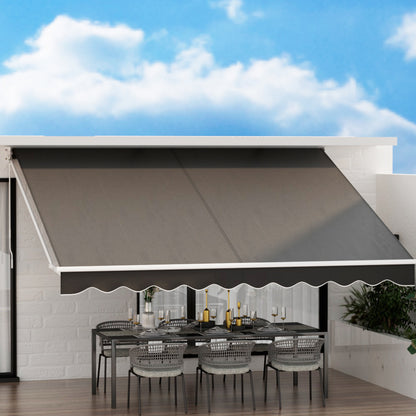 Instahut Retractable Folding Arm Awning Manual Sunshade 4Mx3M Grey AWN-B-ARM-40X30-GREY