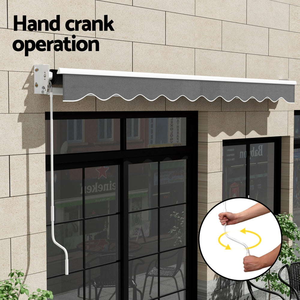 Instahut Retractable Folding Arm Awning Manual Sunshade 4Mx3M Grey AWN-B-ARM-40X30-GREY