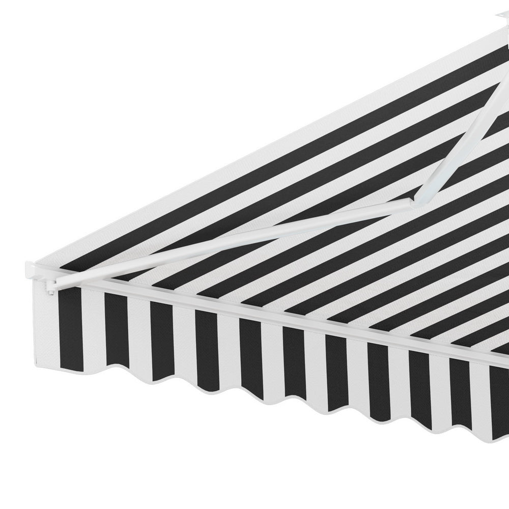 Instahut Retractable Folding Arm Awning Manual Sunshade 4Mx3M Grey White AWN-B-ARM-40X30-GRWH