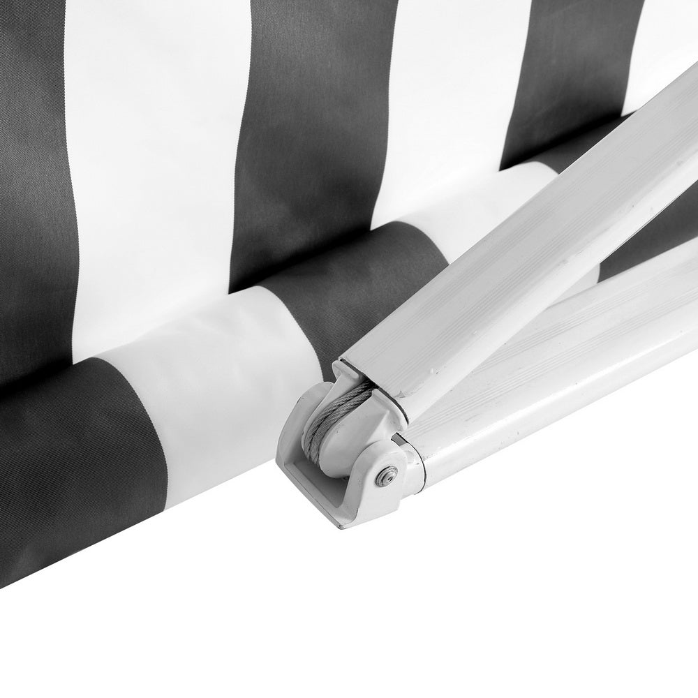 Instahut Retractable Folding Arm Awning Manual Sunshade 4Mx3M Grey White AWN-B-ARM-40X30-GRWH