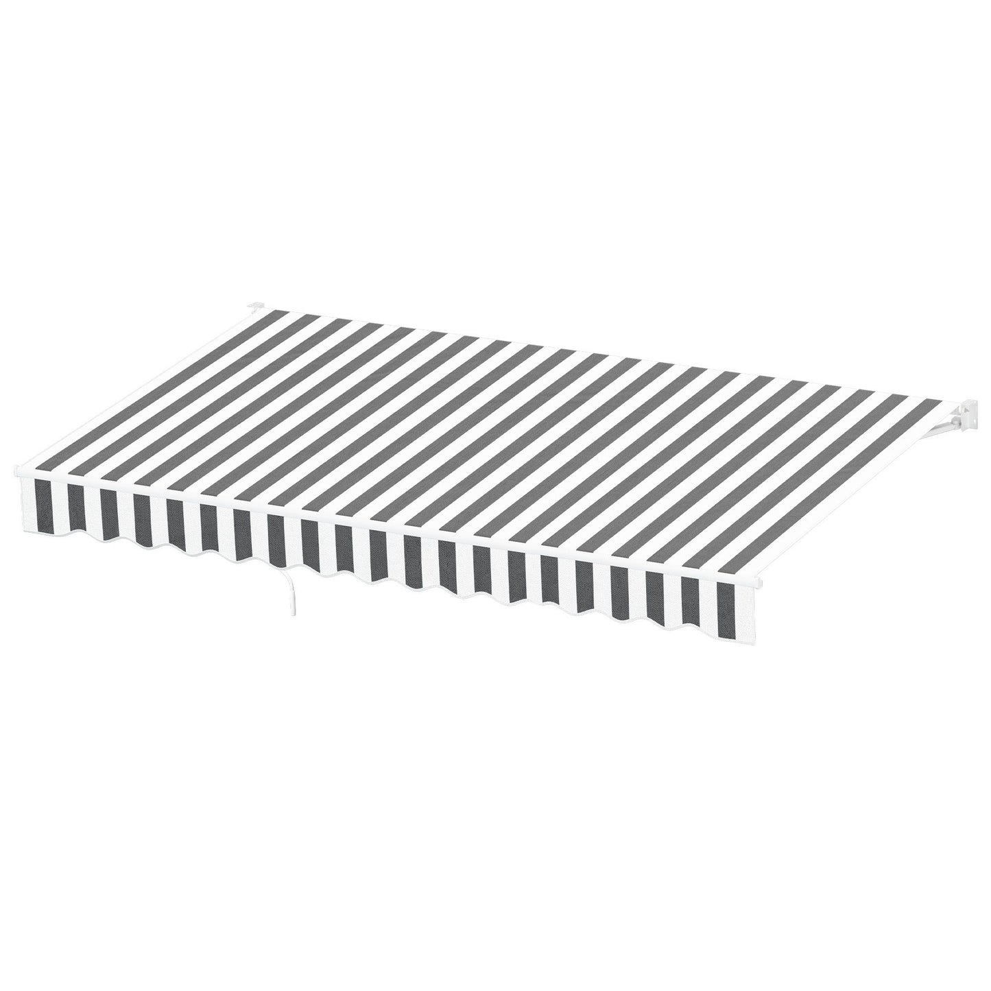 Instahut Retractable Folding Arm Awning Manual Sunshade 4.5Mx3M Grey White AWN-B-ARM-45X30-GRWH