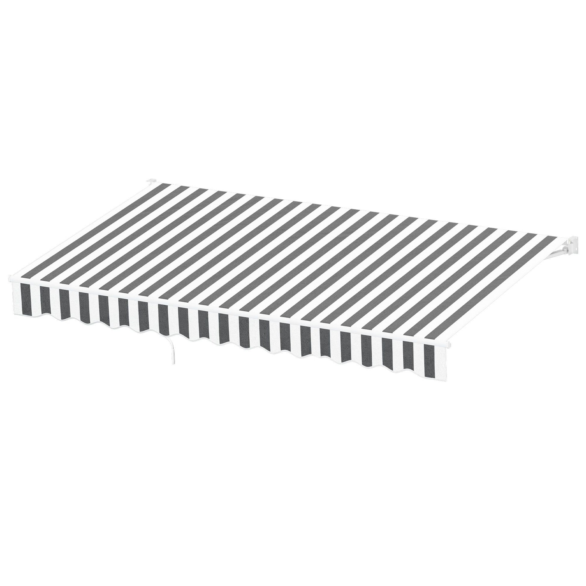 Instahut Retractable Folding Arm Awning Manual Sunshade 4.5Mx3M Grey White AWN-B-ARM-45X30-GRWH