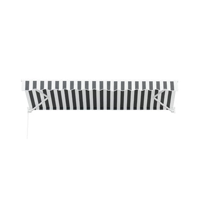 Instahut Retractable Folding Arm Awning Manual Sunshade 4.5Mx3M Grey White AWN-B-ARM-45X30-GRWH