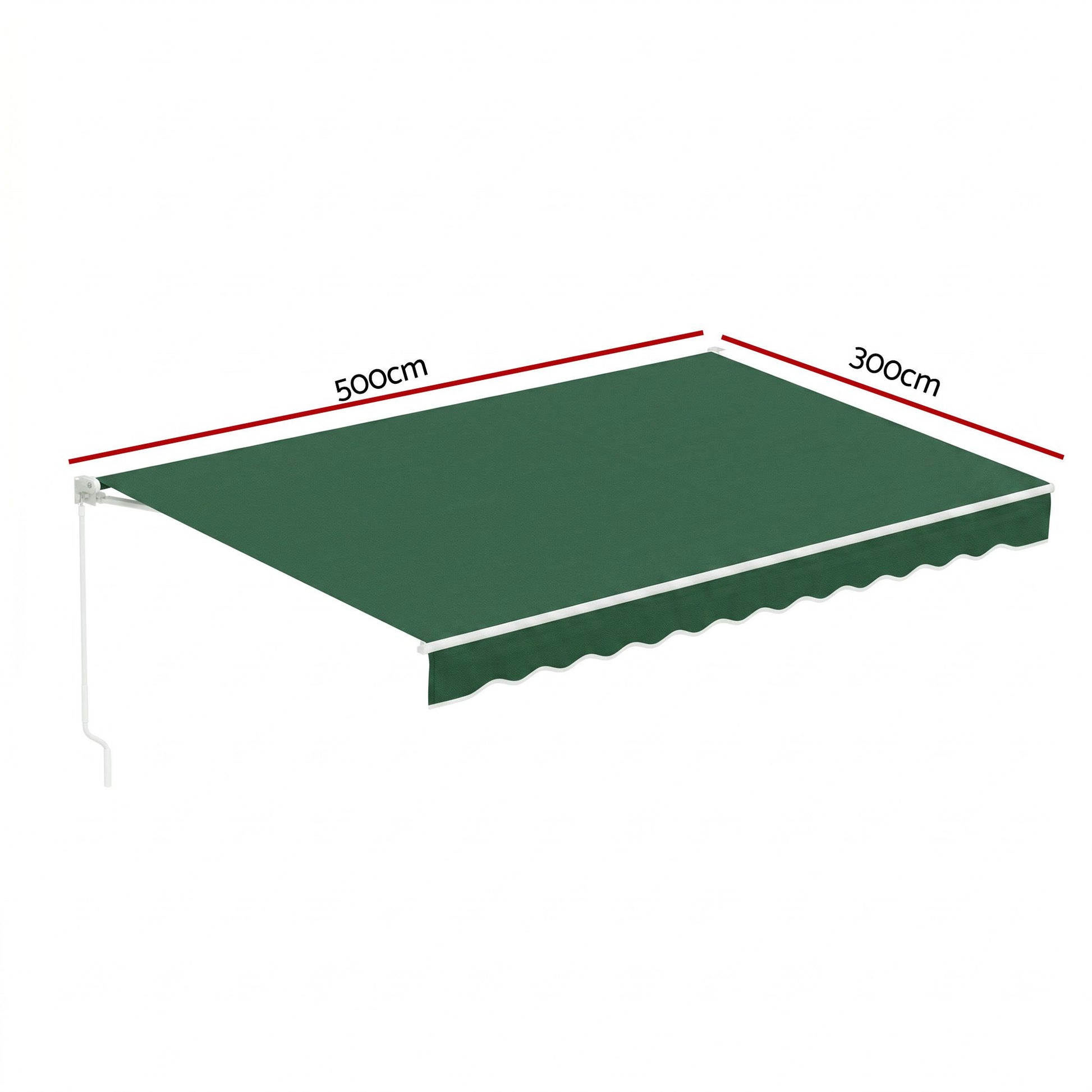 Instahut Retractable Folding Arm Awning Manual Sunshade 5Mx3M Dark Green AWN-B-ARM-50X30-DKGN