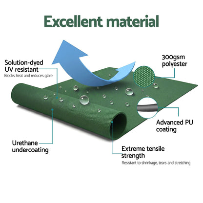 Instahut Retractable Folding Arm Awning Manual Sunshade 5Mx3M Dark Green AWN-B-ARM-50X30-DKGN