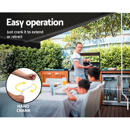 Instahut Retractable Folding Arm Awning Manual Sunshade 5Mx3M Grey AWN-B-ARM-50X30-GREY