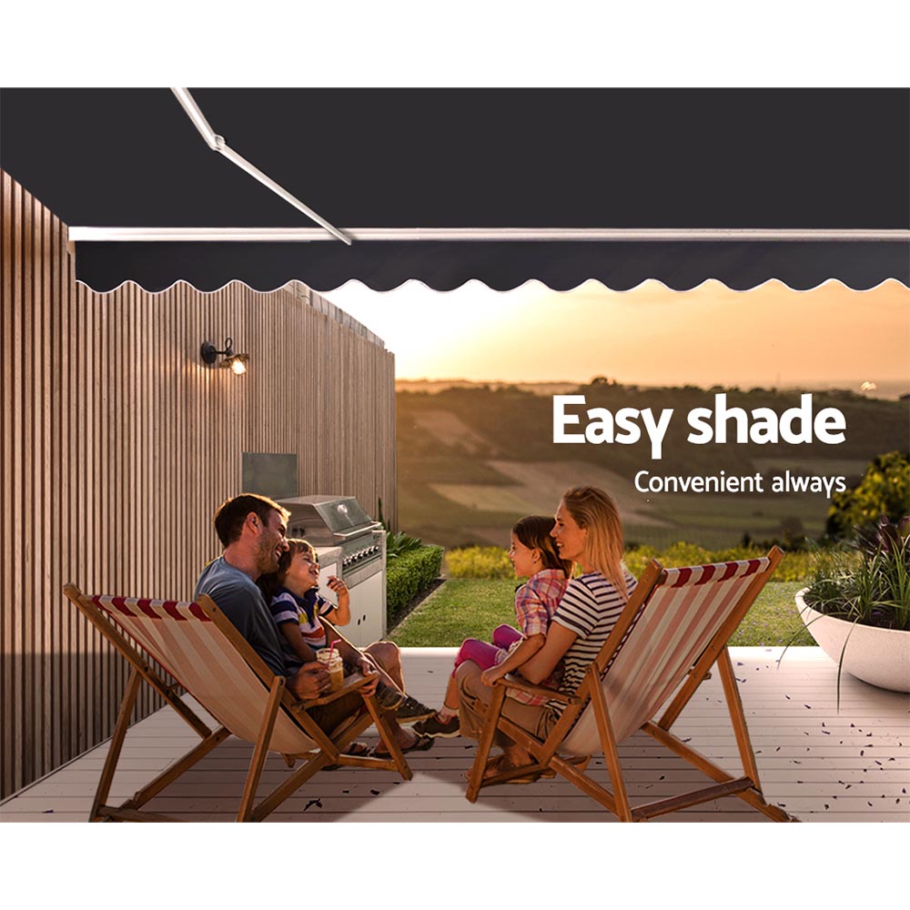 Instahut Retractable Folding Arm Awning Manual Sunshade 5Mx3M Grey AWN-B-ARM-50X30-GREY