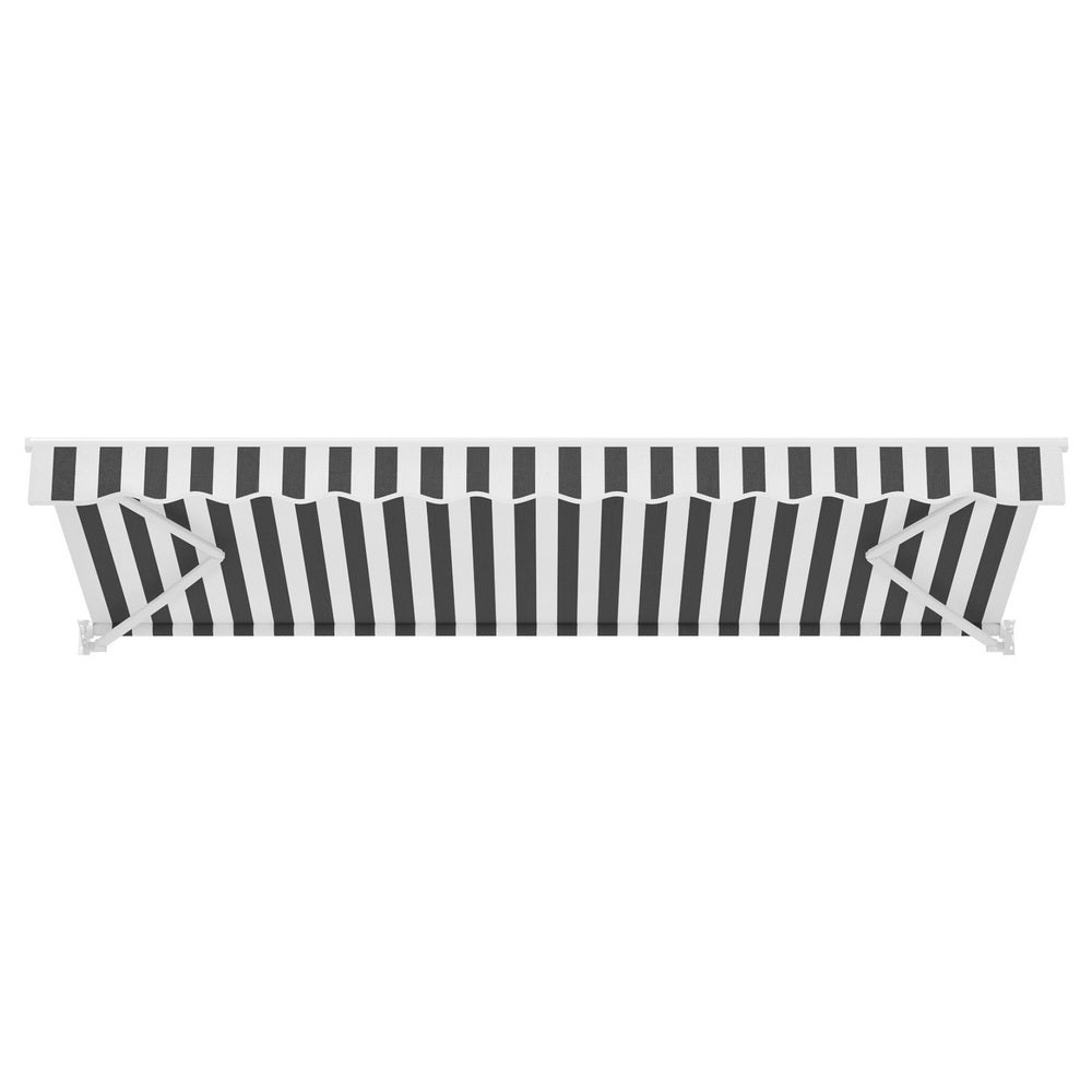 Instahut Retractable Folding Arm Awning Manual Sunshade 5Mx3M Grey White AWN-B-ARM-50X30-GRWH