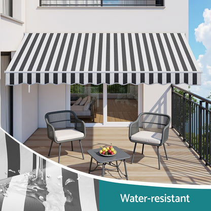Instahut Retractable Folding Arm Awning Manual Sunshade 5Mx3M Grey White AWN-B-ARM-50X30-GRWH