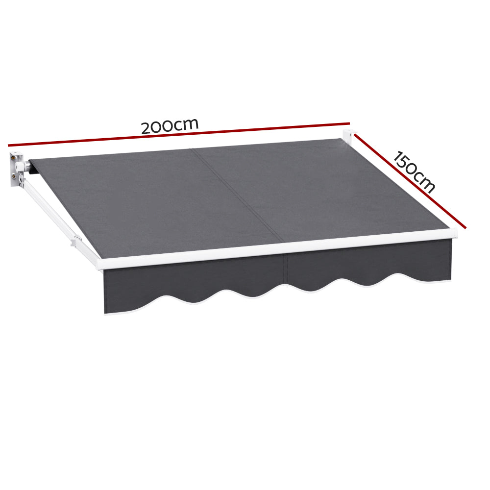 Instahut Retractable Folding Arm Awning Motorised Sunshade 2Mx1.5M Grey AWN-B-ARM-REMOTE-20X15-GREY